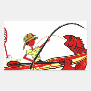 Pegatina Rectangular Pesca de Kayak