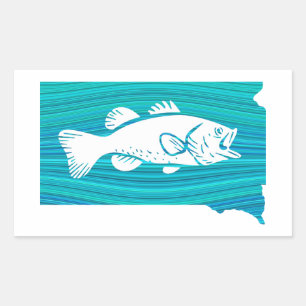 Pegatina Rectangular Pesca de oleadas de Dakota del Sur