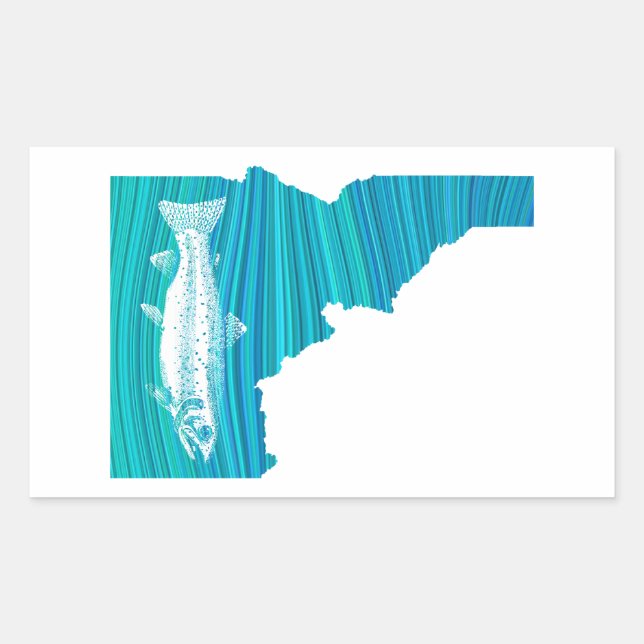 Pegatina Rectangular Pesca de Ondas Idaho (Anverso)