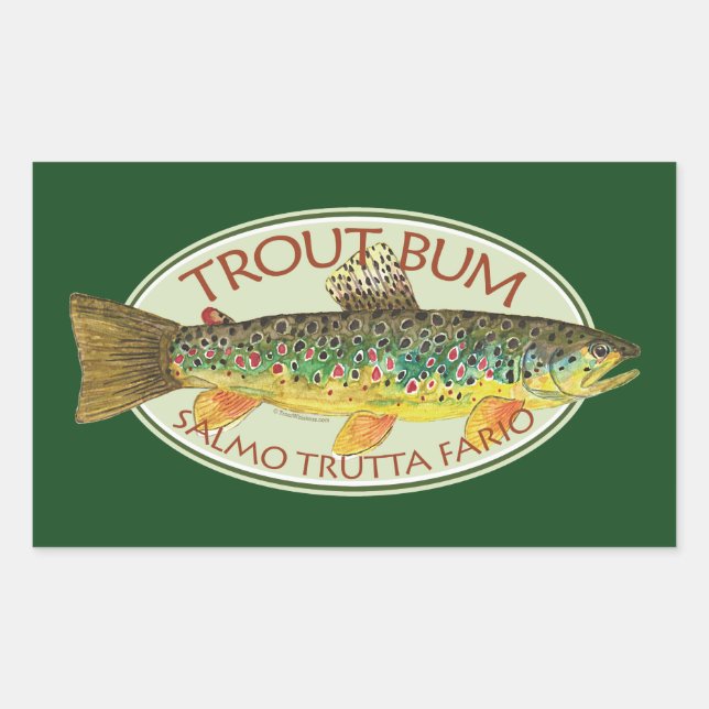 Pegatina Rectangular Pesca de trucha (Anverso)