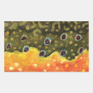 Pegatina Rectangular Pesca de trucha