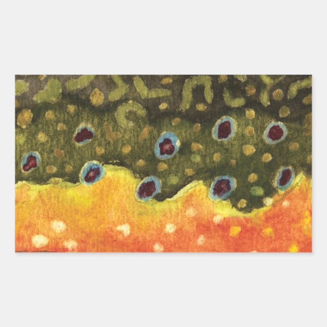 Pegatina Rectangular Pesca de trucha (Anverso)