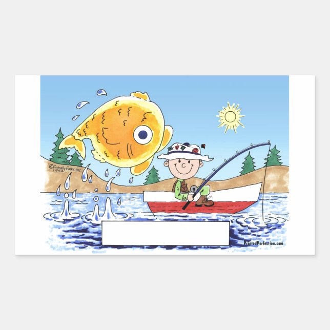 Pegatina Rectangular Pesca, pescador - Personalizado personalizado (Anverso)