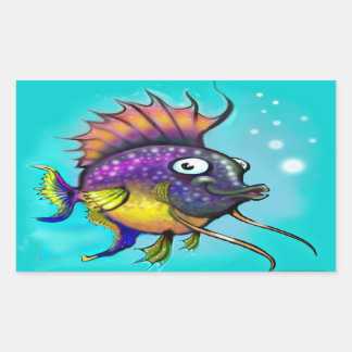 Pegatina Rectangular Pescado arco iris
