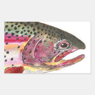 Pegatina Rectangular Pescado de trucha arco iris