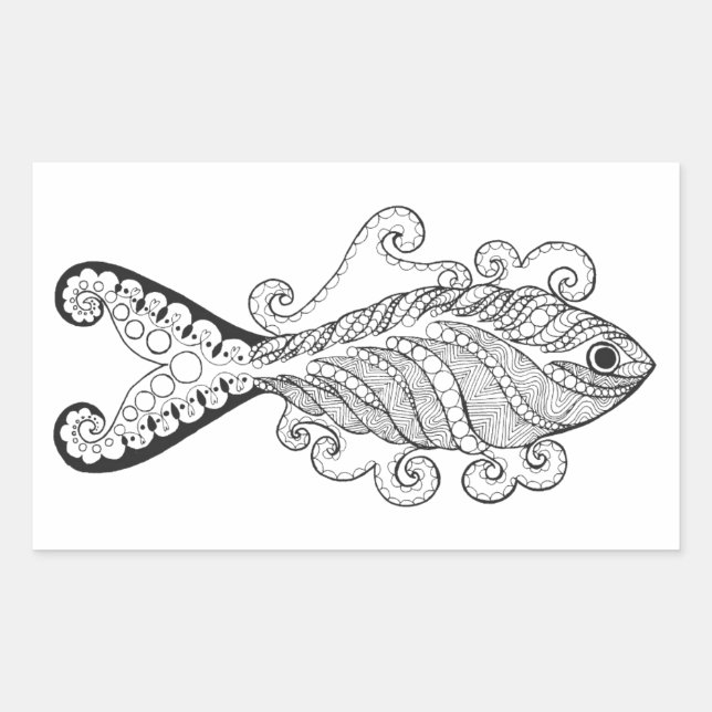 Pegatina Rectangular Pescado estilizado (Anverso)