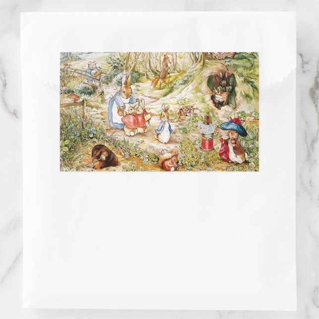 Pegatina Rectangular Peter el conejo (Bolso)