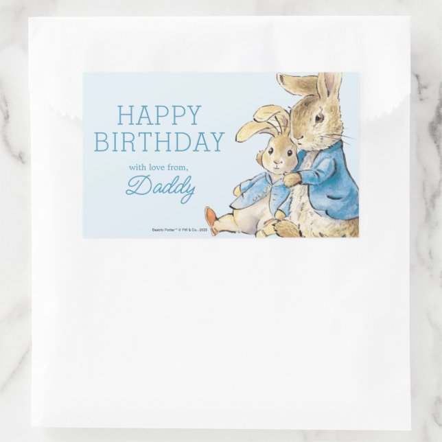 Pegatina Rectangular Peter Rabbit | Feliz cumpleaños desde (Bolso)