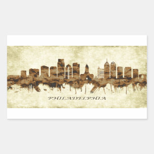 Pegatina Rectangular Philadelphia Pennsylvania Cityscape