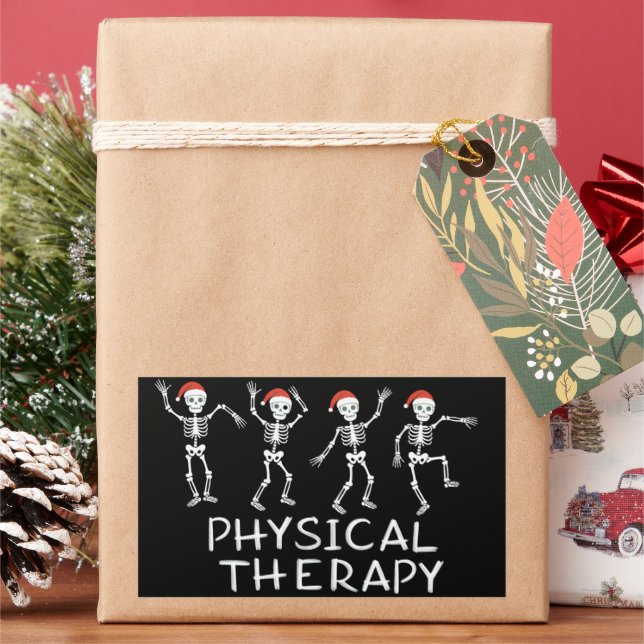 Pegatina Rectangular Physical Therapist Skeleton Christmas DPT Student  (Vacaciones)