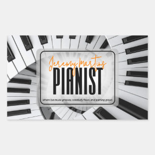 Pegatina Rectangular Piano Moderno Espirales Negro&Blanco Naranja Piani
