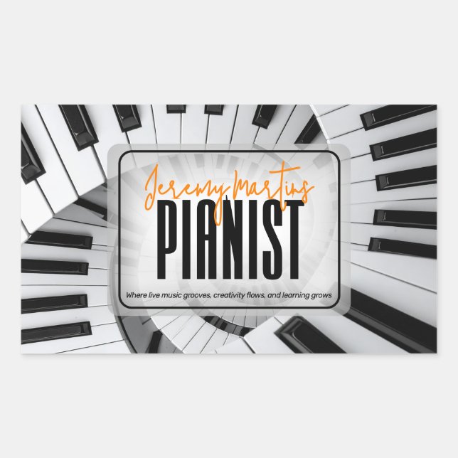 Pegatina Rectangular Piano Moderno Espirales Negro&Blanco Naranja Piani (Anverso)