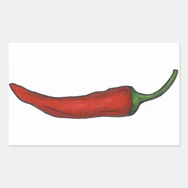Pegatina Rectangular Picante picante de pimienta roja Chile Peppers Veg (Anverso)
