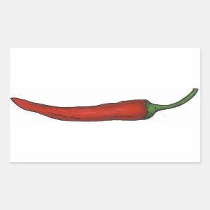 Pegatina Rectangular Picante picante de pimienta roja Chile Peppers Veg