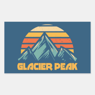 Pegatina Rectangular Pico glaciar retro turquesa