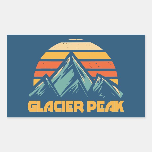 Pegatina Rectangular Pico glaciar retro turquesa (Anverso)