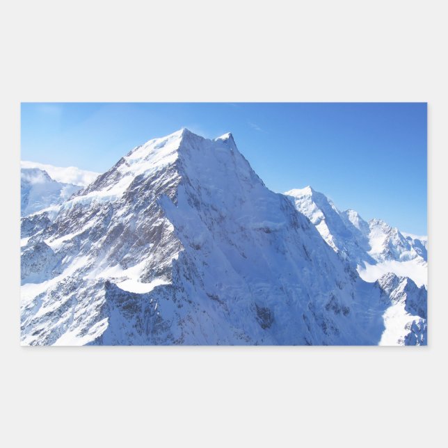 Pegatina Rectangular Pico Monte Cook (Aoraki), Nueva Zelanda (Anverso)