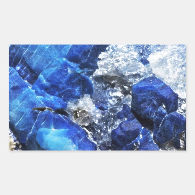 Pegatina Rectangular Piedra de mármol azul elegante (Anverso)