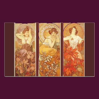 Pegatina Rectangular Piedras preciosas - Alphonse Mucha