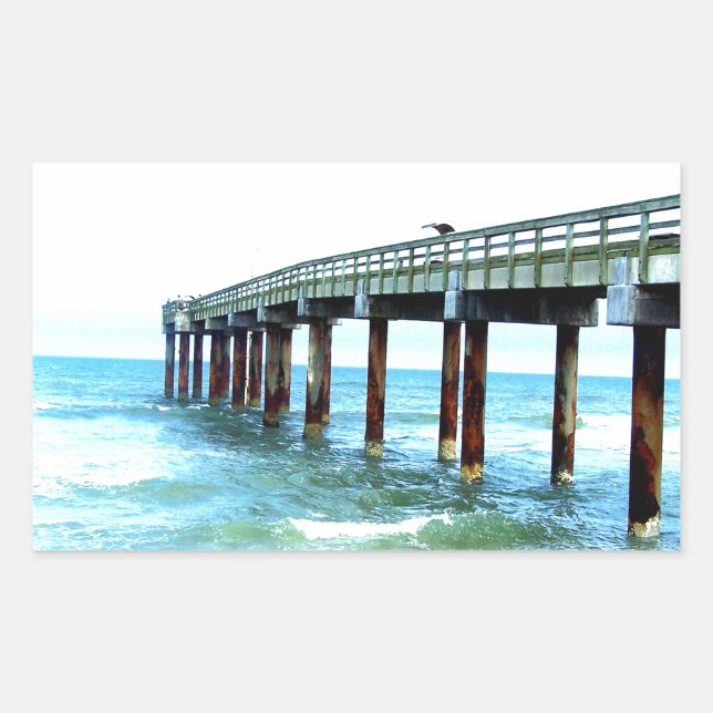Pegatina Rectangular Pier de pesca de San Agustín (Anverso)