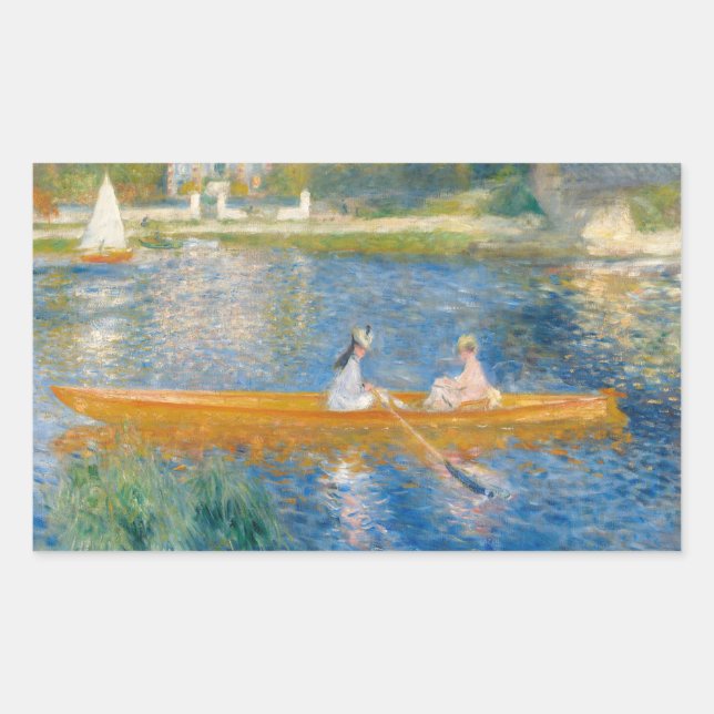 Pegatina Rectangular Pierre-Auguste Renoir - El esquife (Anverso)