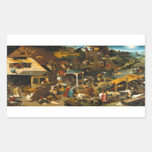 Pegatina Rectangular Pieter Bruegel el anciano - los proverbios holande