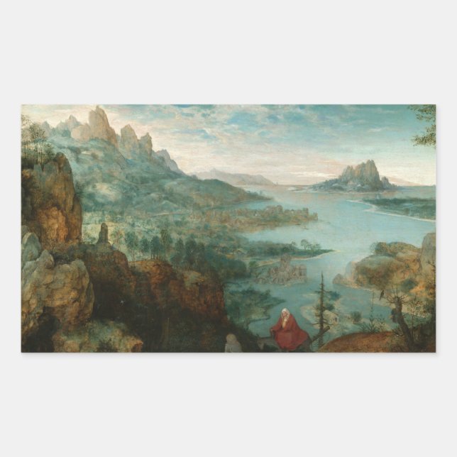 Pegatina Rectangular Pieter Bruegel - Paisaje con vuelo a Egipto (Anverso)