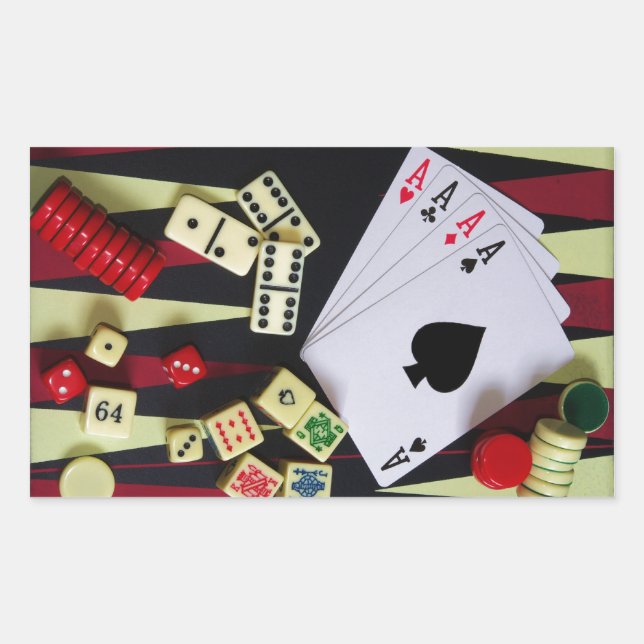 Pegatina Rectangular Piezas de juego de casino (Anverso)