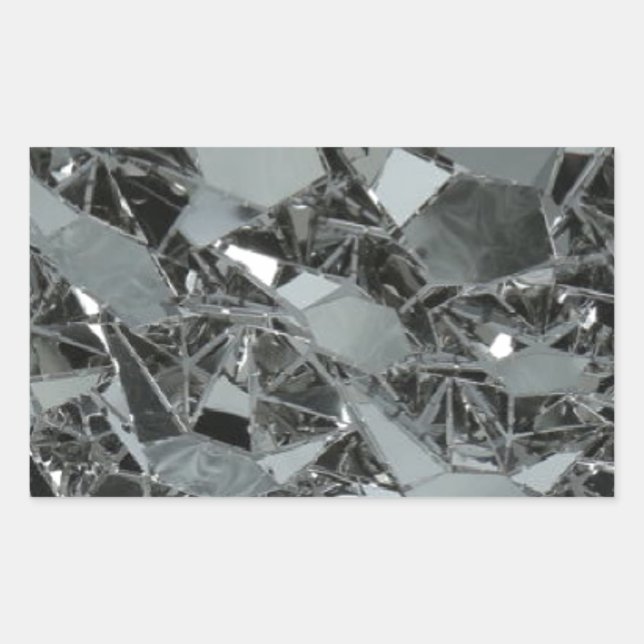 Pegatina Rectangular Piezas rotas de vidrio (Anverso)