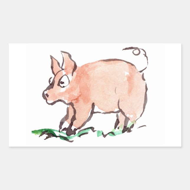 Pegatina Rectangular Piggy se conecta aquí y allá (Anverso)
