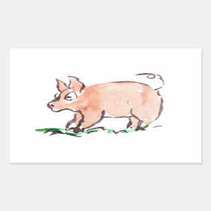 Pegatina Rectangular Piggy se conecta aquí y allá