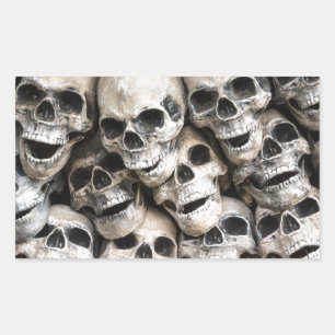 Pegatina Rectangular Pila De Calaveras
