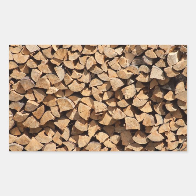 Pegatina Rectangular Pila De Madera (Anverso)