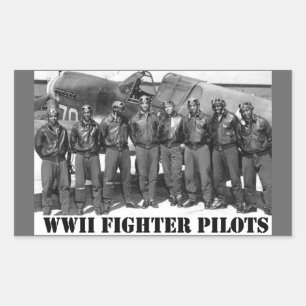 PEGATINA RECTANGULAR PILOTOS DE LUCHA CONTRA LA SEGUNDA GUERRA MUNDIAL