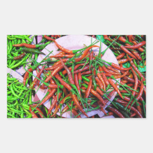 Pegatina Rectangular Pimientos de chile para ojos de pájaro