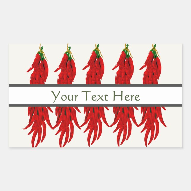 Pegatina Rectangular Pimientos de chile secos (Anverso)