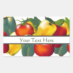 Pegatina Rectangular Pimientos y tomates para Campana