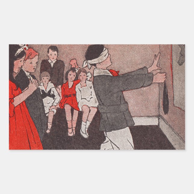 Pegatina Rectangular Pin the tail Donkey (Anverso)