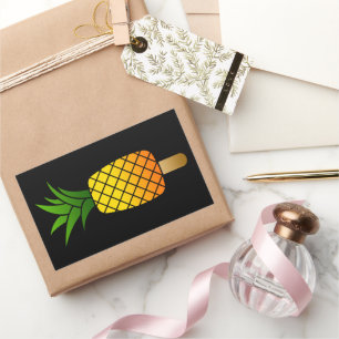 Pegatina Rectangular Piña Divertida Gota de Hielo Fruta Refrescante de