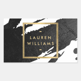 Pegatina Rectangular Pinceladas abstractas de tinta negra