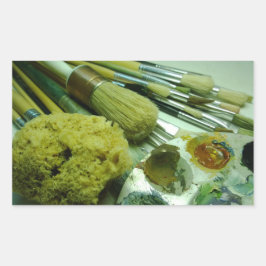 Pegatina Rectangular Pinceles y pintura