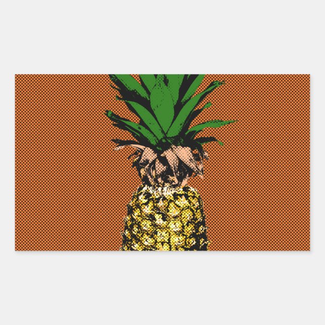 Pegatina Rectangular Pineapple Newsprint (Anverso)