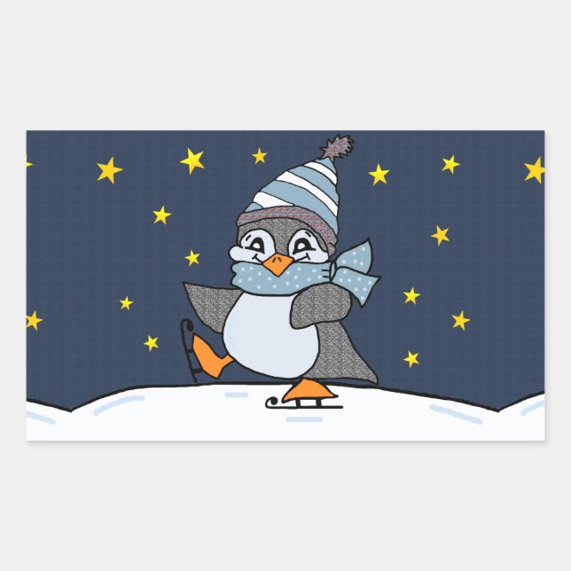 Pegatina Rectangular Pingüino (Anverso)