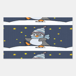 Pegatina Rectangular Pingüino