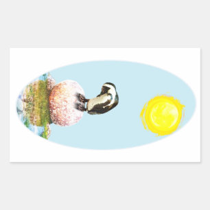 Pegatina Rectangular Pingüino al sol