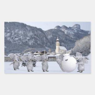 Pegatina Rectangular Pingüinos dulces