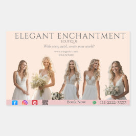 Pegatina Rectangular Pink Bridal Bliss Celebrate Love Happiness Wedding