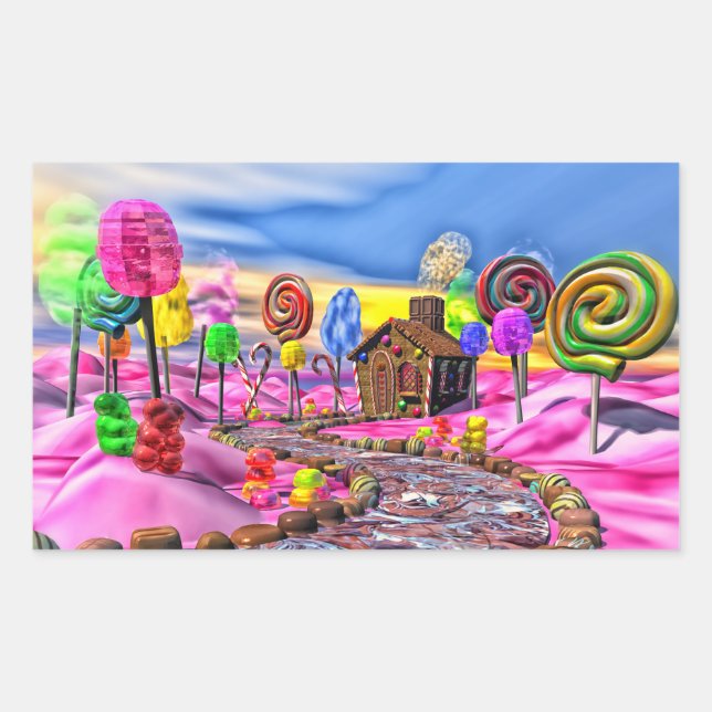 Pegatina Rectangular Pink Candyland (Anverso)