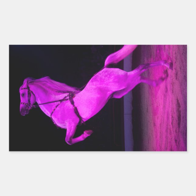 Pegatina Rectangular Pink Circus Horse (Anverso)