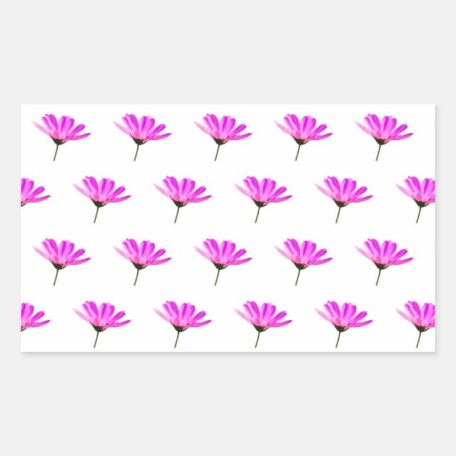 Pegatina Rectangular Pink Daisy (Anverso)